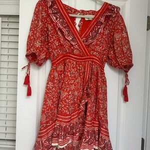 Cleobella Red Floral Midi Dress